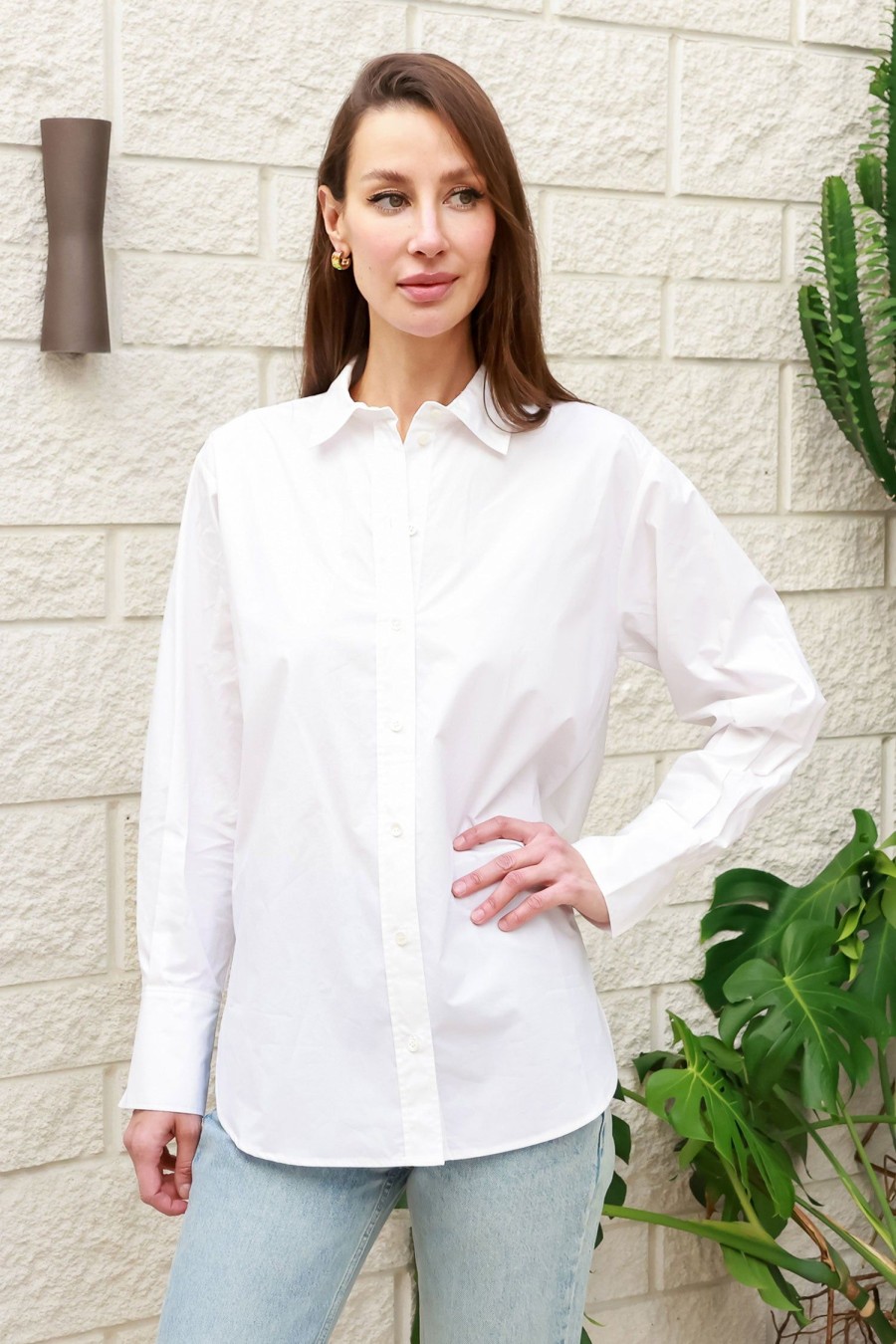 Women FRAME Tops | The Oversized Shirt Blanc