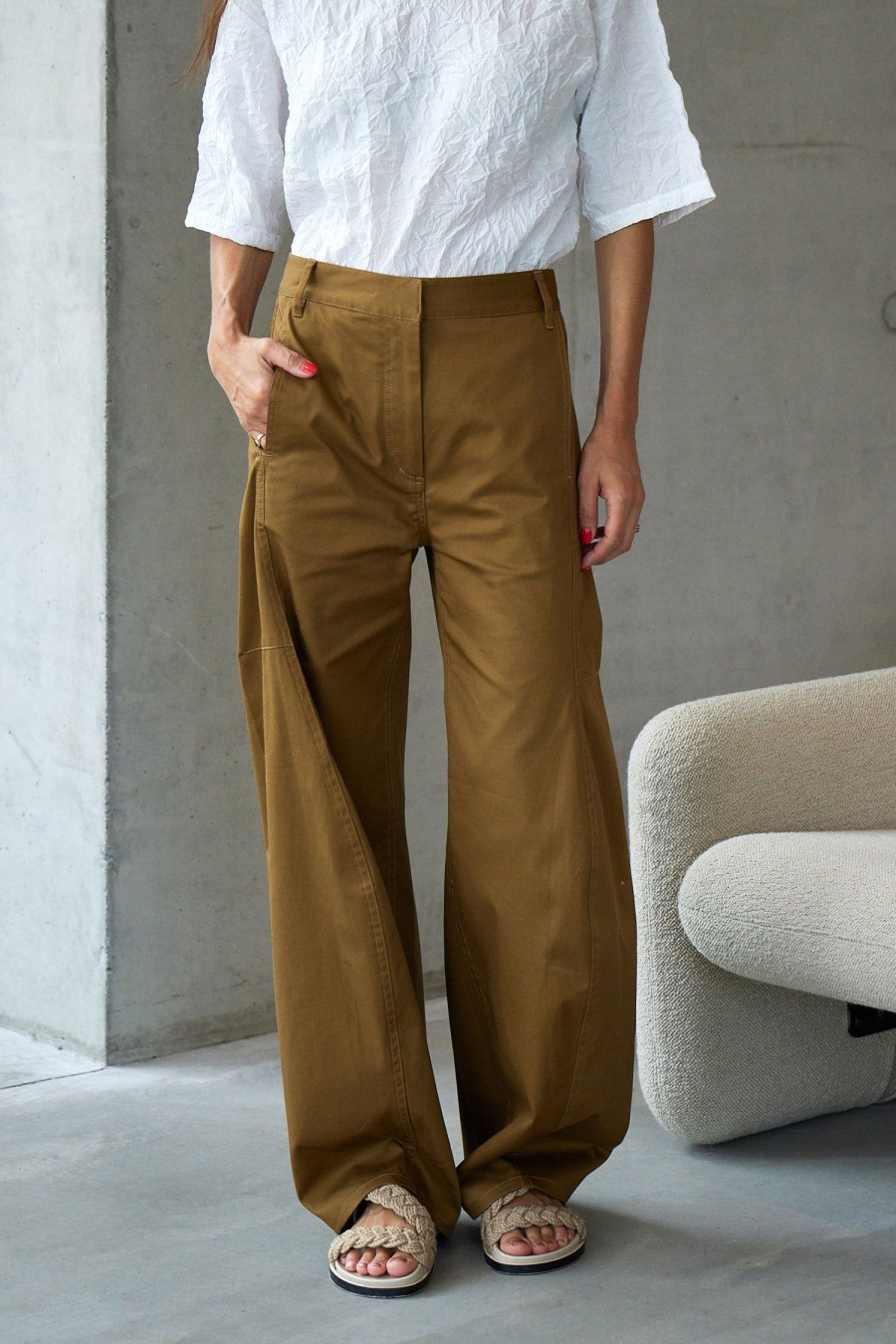 Women TIBI Pants | Chino Sid Pant Caramel