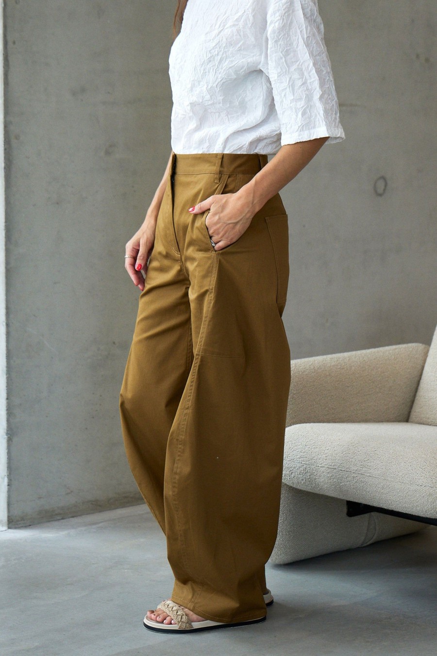 Women TIBI Pants | Chino Sid Pant Caramel