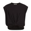 Women FRAME Tops | Knotted Rolled Tee Black