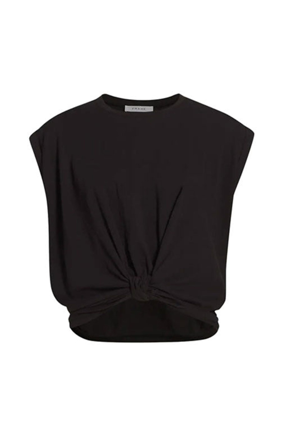 Women FRAME Tops | Knotted Rolled Tee Black