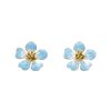 Women OSCAR DE LA RENTA Earrings | Hand Painted Flower Earring Blue Multi