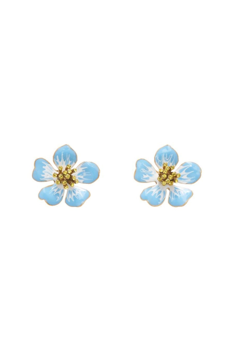 Women OSCAR DE LA RENTA Earrings | Hand Painted Flower Earring Blue Multi