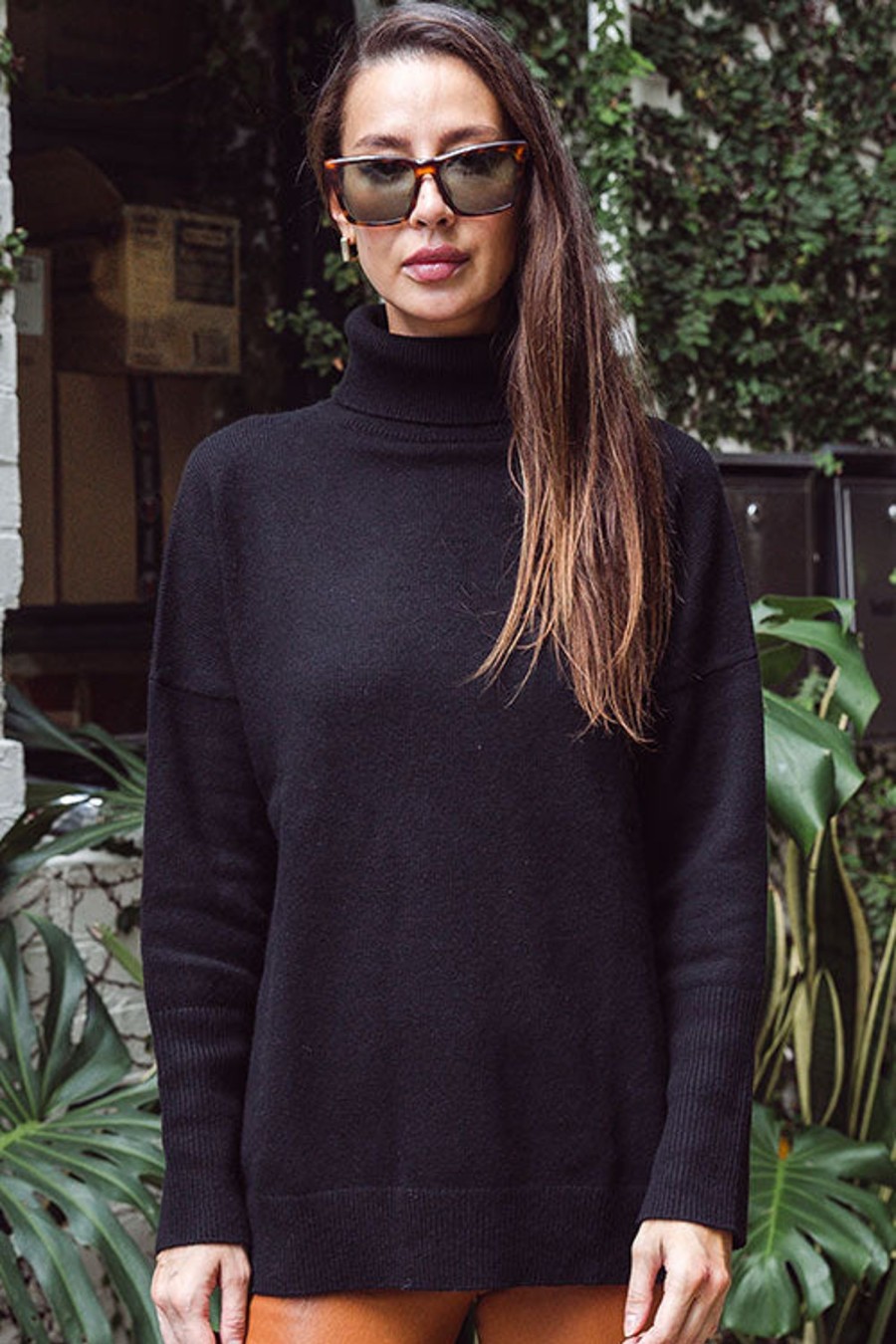 Women CHINTI AND PARKER Knitwear | Relaxed Polo Sweater Black