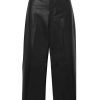 Women FRAME Pants | Leather High Rise Wide Crop Noir