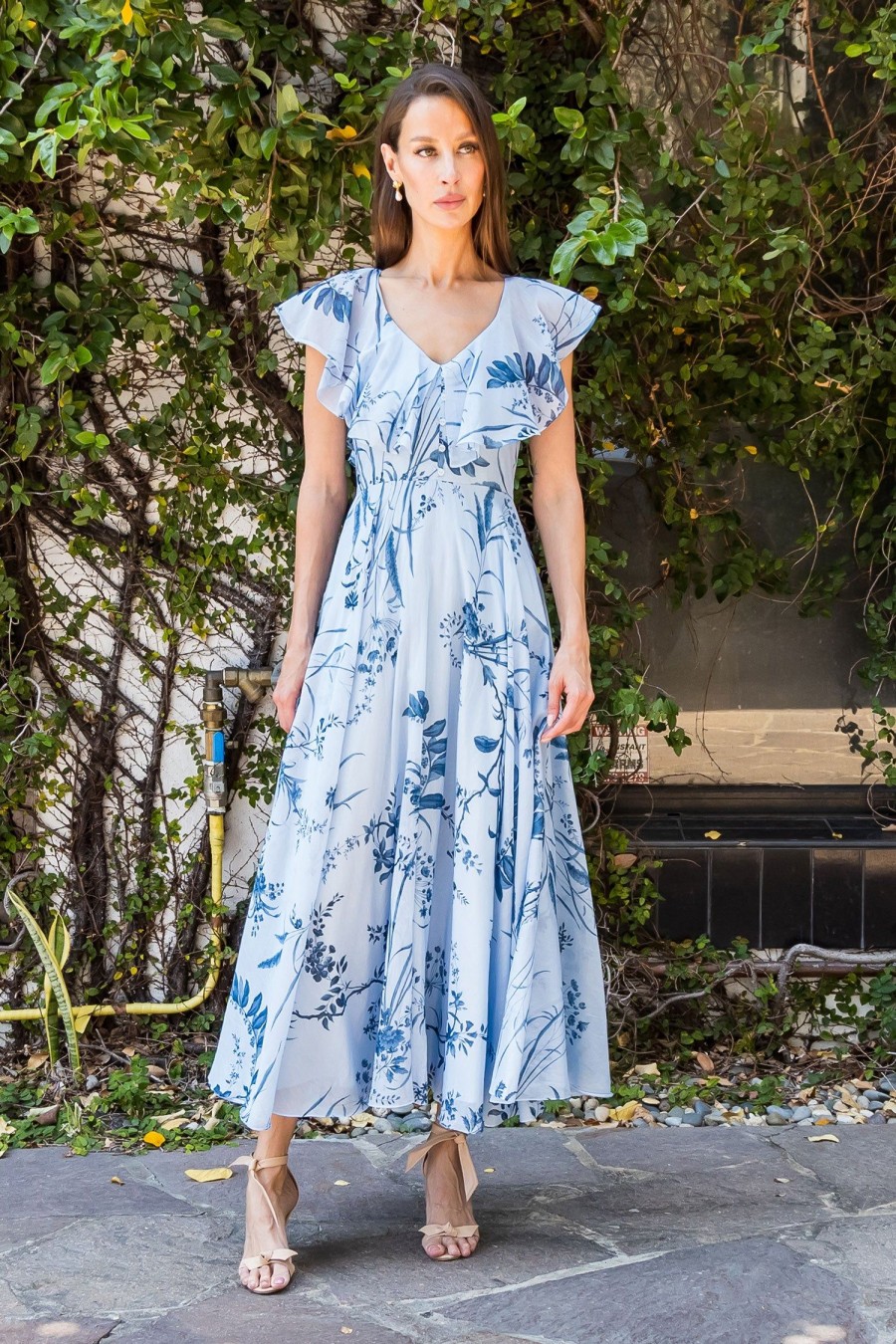 Women ERDEM Dresses | Fit And Flare Midi Dress Blue