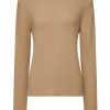 Women JOSEPH Knitwear | Round Neck Cashmere Sweater Almond