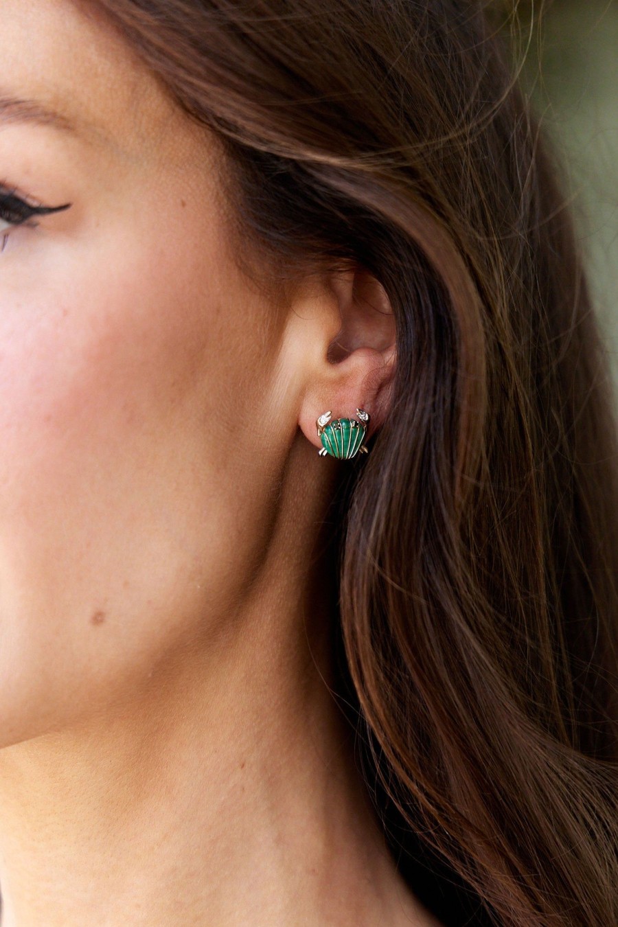 Women YVONNE LEON Earrings | Shell Crab Earrings Malachite