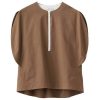 Women TIBI Tops | Myriam Twill Origami Top Utility Brown