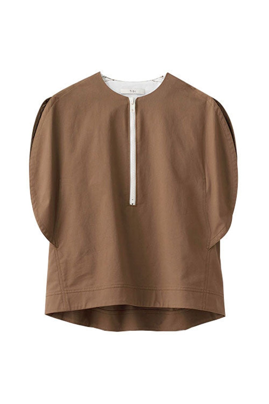 Women TIBI Tops | Myriam Twill Origami Top Utility Brown