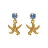 Women OSCAR DE LA RENTA Earrings | Crystal Starfish Drop Earring Tanzanite