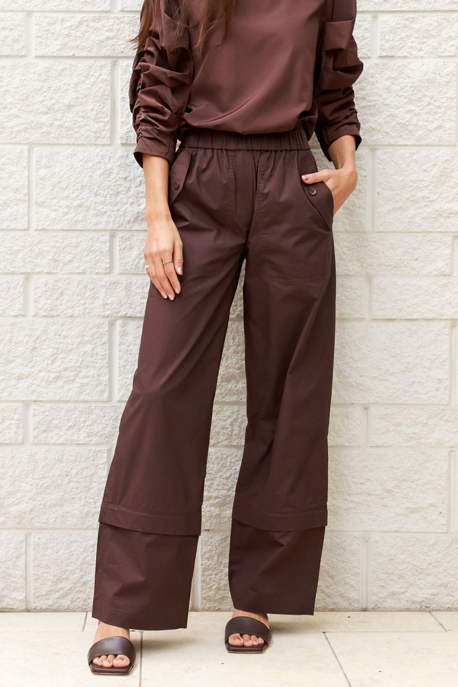 Women TIBI Pants | Vintage Cotton Cargo Pant Brown