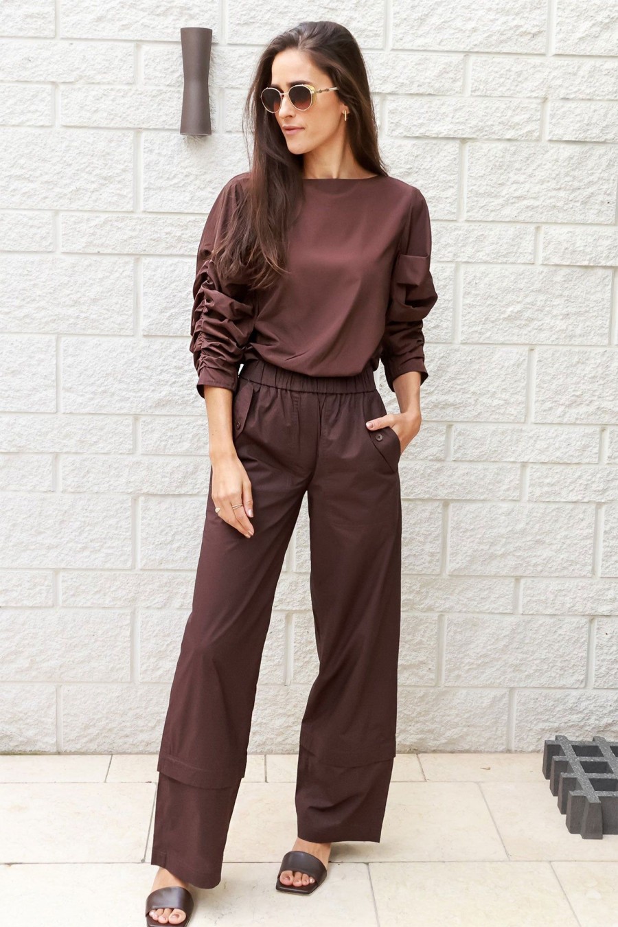 Women TIBI Pants | Vintage Cotton Cargo Pant Brown