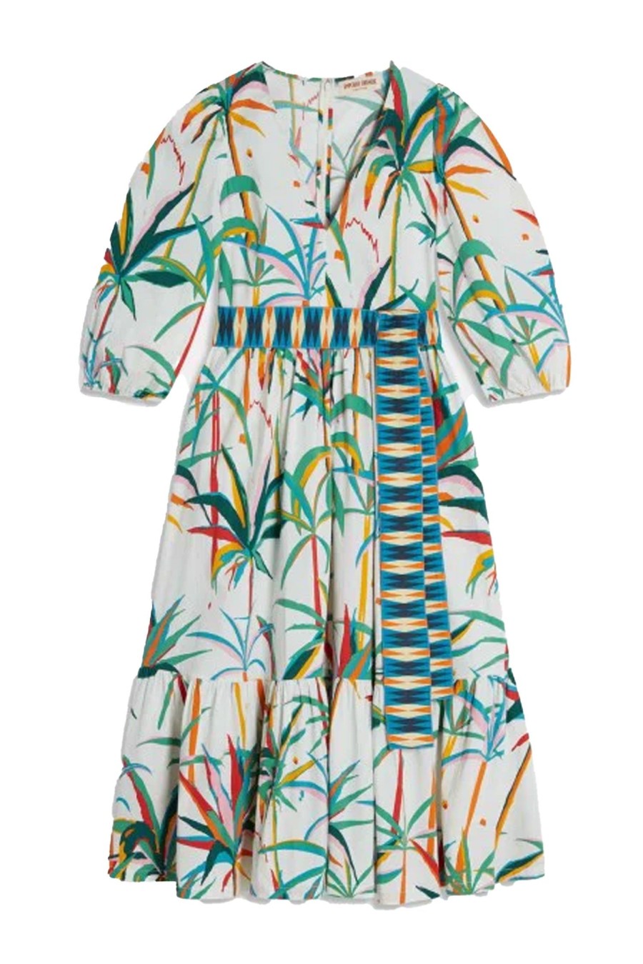 Women EMPORIO SIRENUSE Dresses | Loretta Tropical Dress White Multi