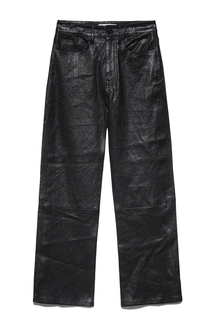 Women FRAME Pants | Le Jane Crop Leather Noir