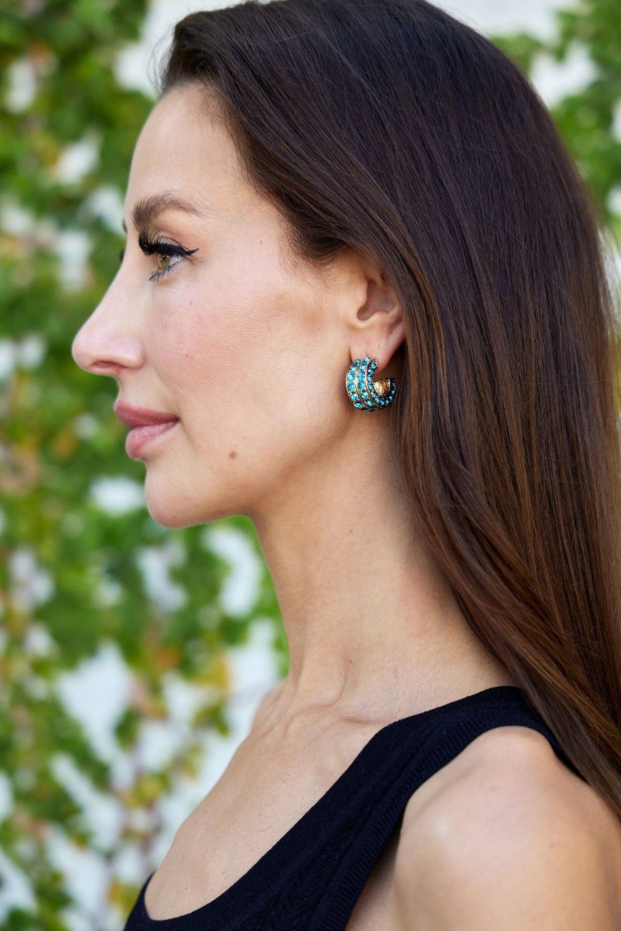 Women OSCAR DE LA RENTA Earrings | Double Mini Hoop Earring Denim