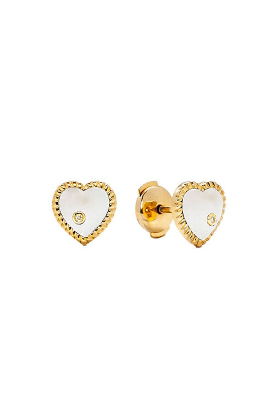 Women YVONNE LEON Earrings | Pair Of Hearts Earring Mother Of Pearl