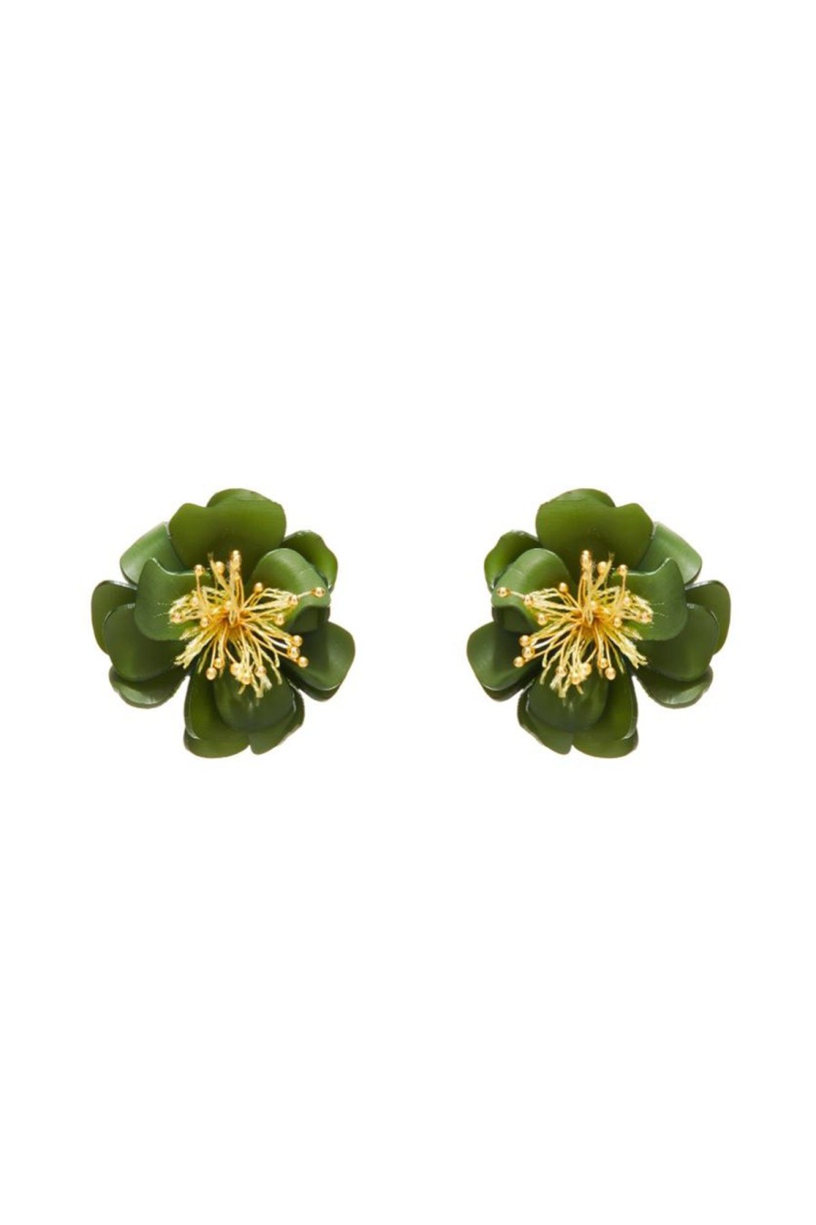 Women OSCAR DE LA RENTA Earrings | Camelia Flower Earring Olive