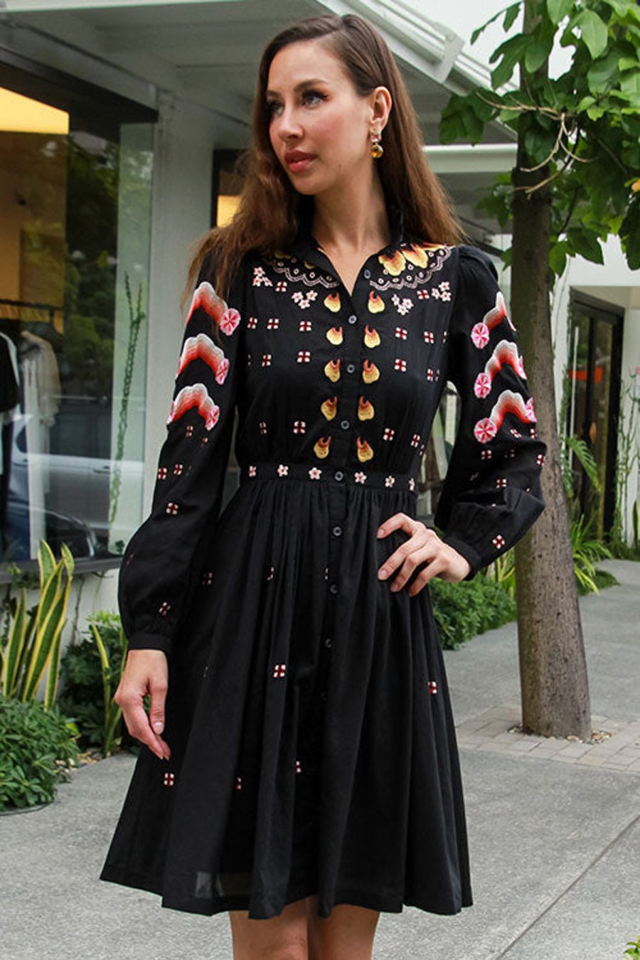 Women TEMPERLEY LONDON Dresses | Valerie Dress Black Multi