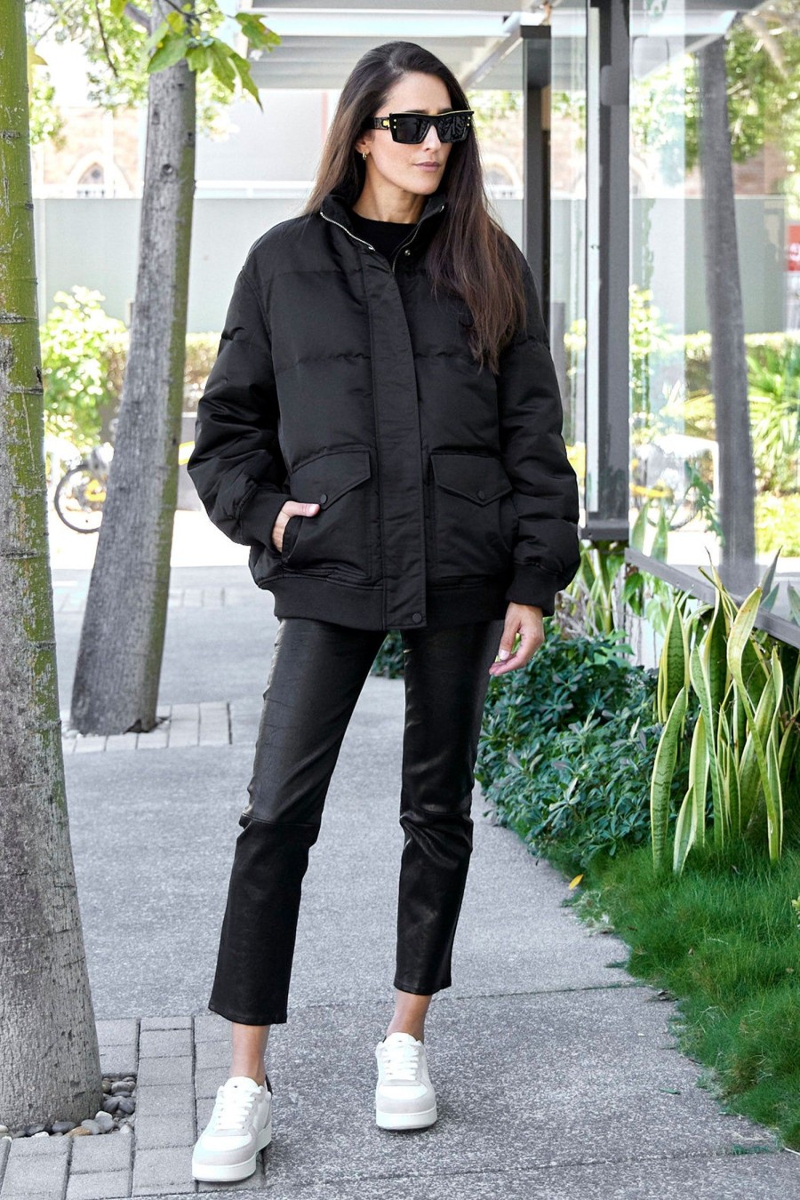 Women THEORY Jackets | Nylon Puffer Jacket Black