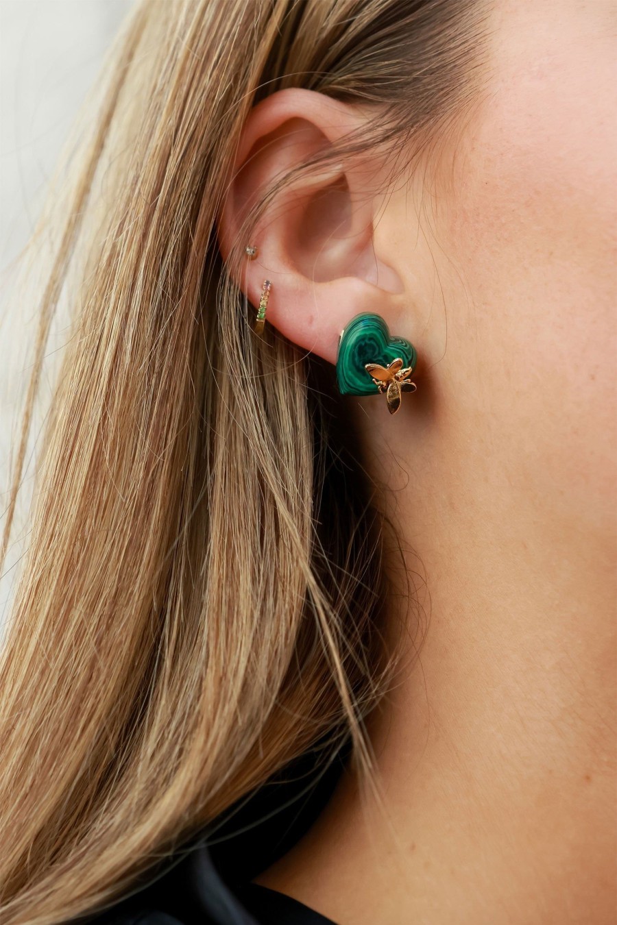 Women OSCAR DE LA RENTA Earrings | Semiprecious Heart Earrings Malachite