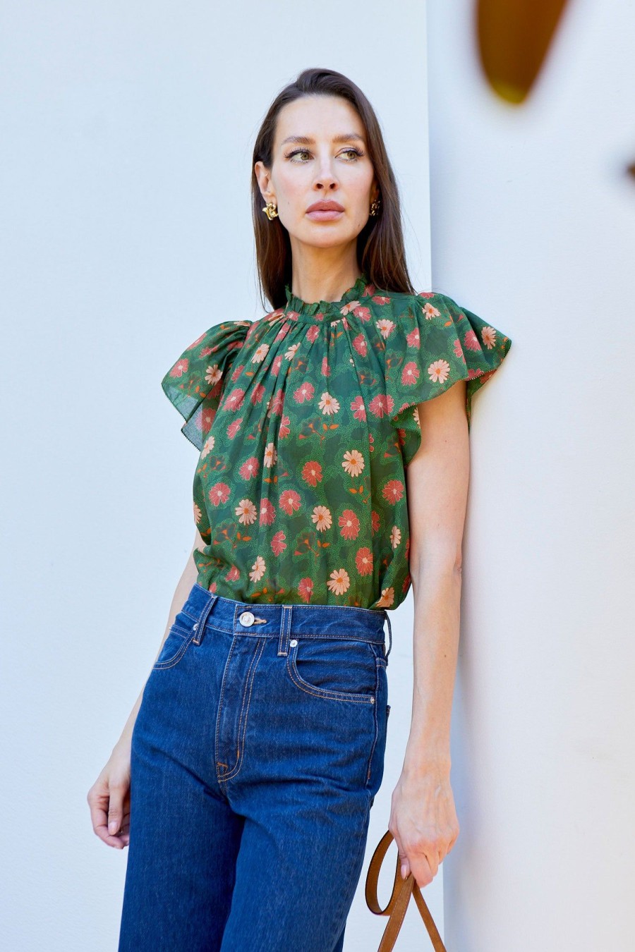 Women BIRDS OF PARADIS BY TROVATA Tops | Carla Highneck Shirt Green