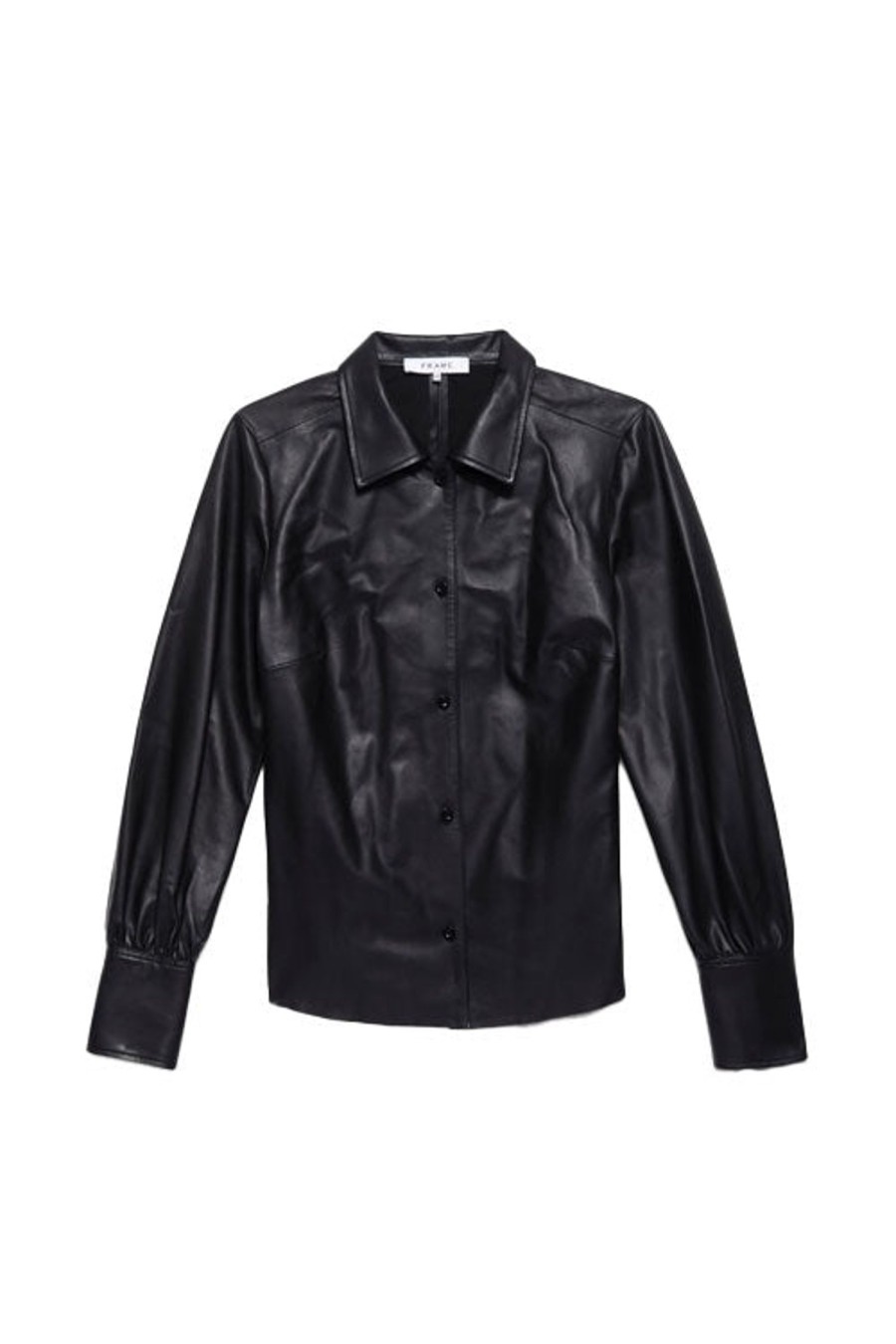 Women FRAME Tops | The Femme Leather Shirt Noir