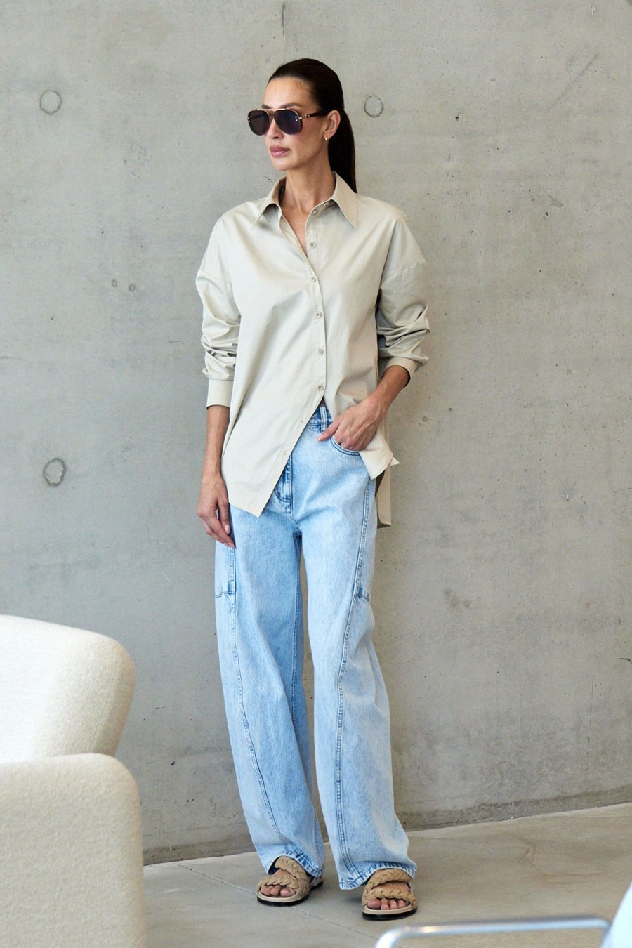 Women TIBI Tops | Asymmetrical Shirt Ash