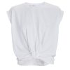 Women FRAME Tops | Knotted Rolled Tee White