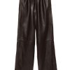 Women FRAME Pants | Baggy Leather Trouser Chocolate