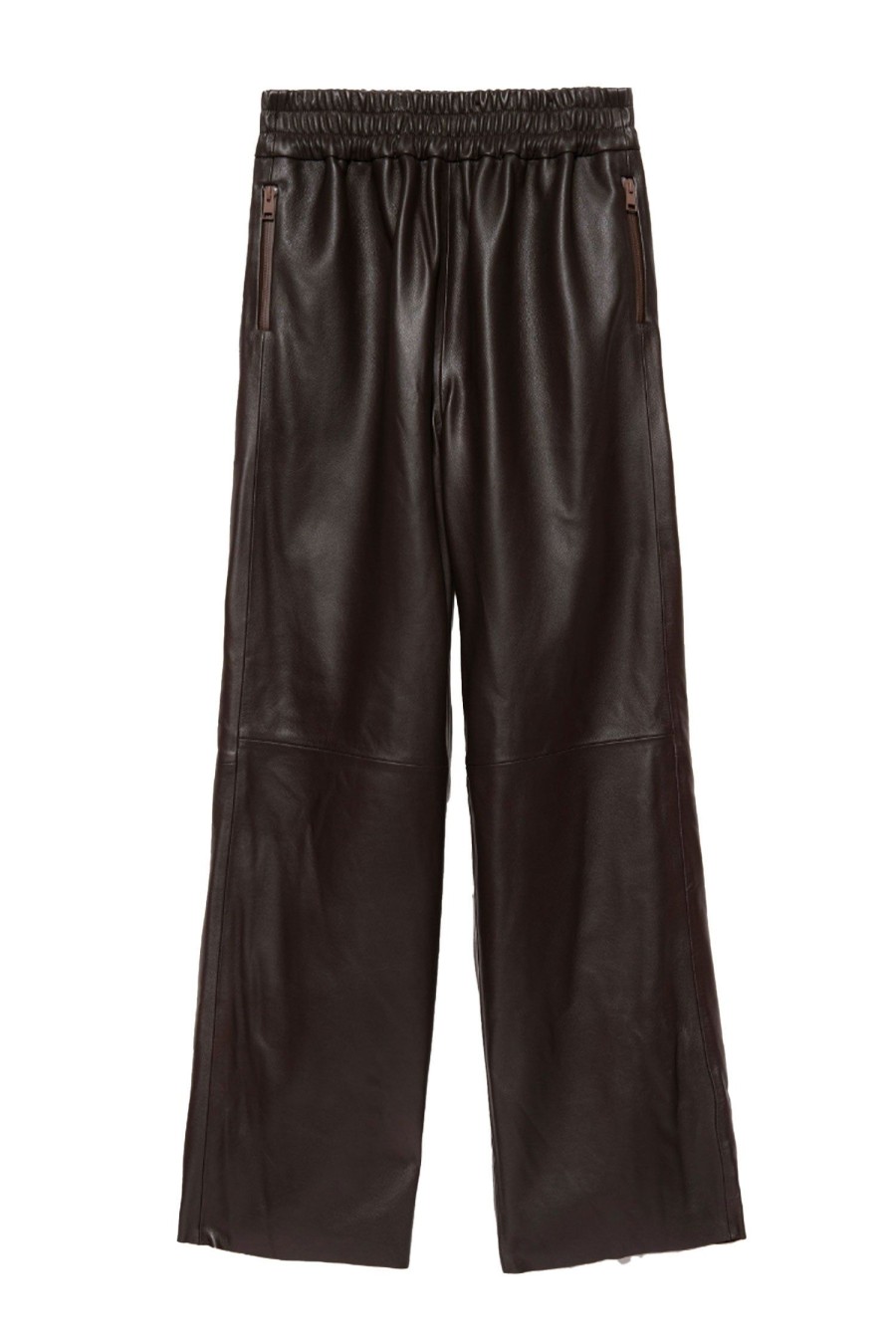 Women FRAME Pants | Baggy Leather Trouser Chocolate