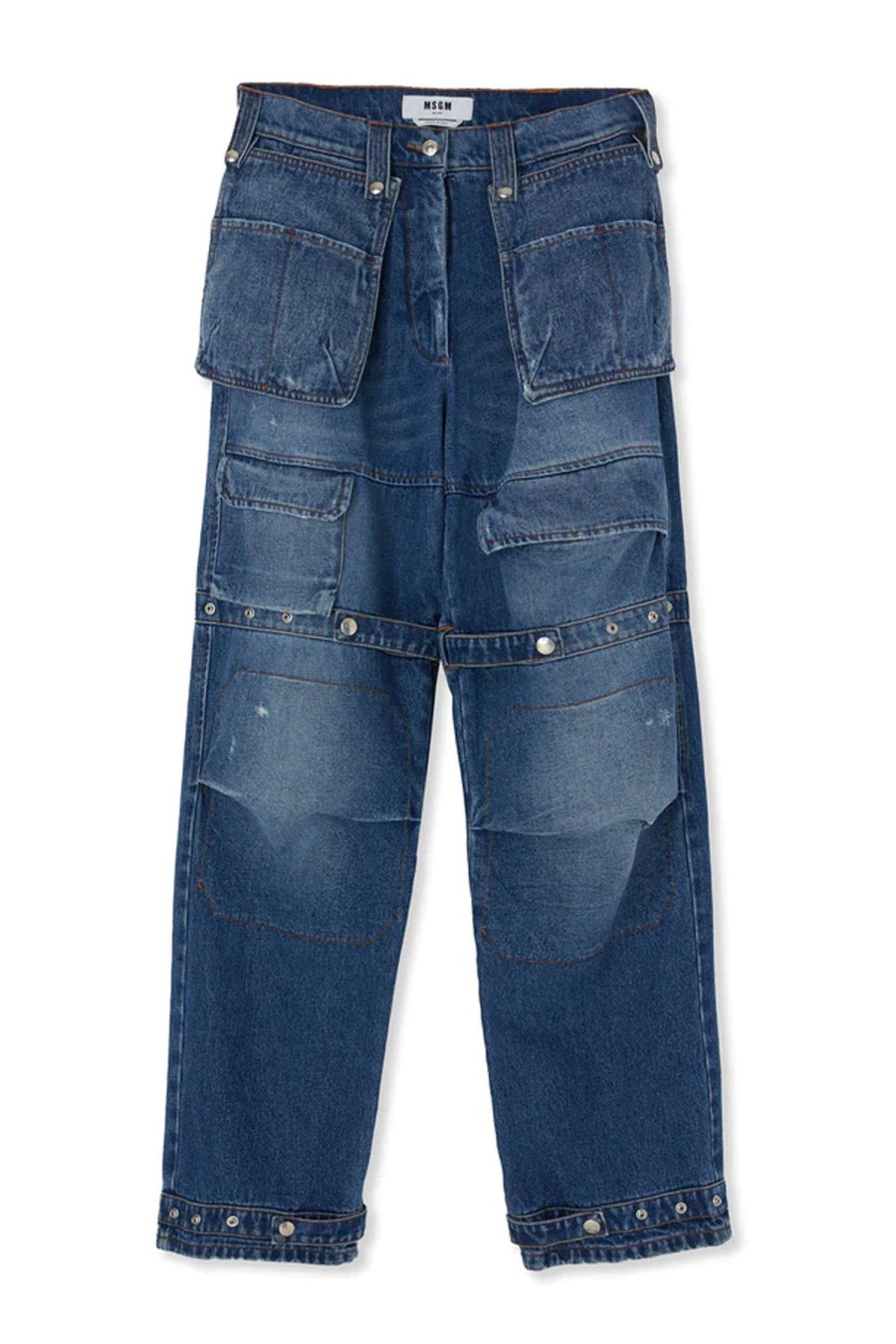 Women MSGM Jeans | Denim Cargo Pant Blue