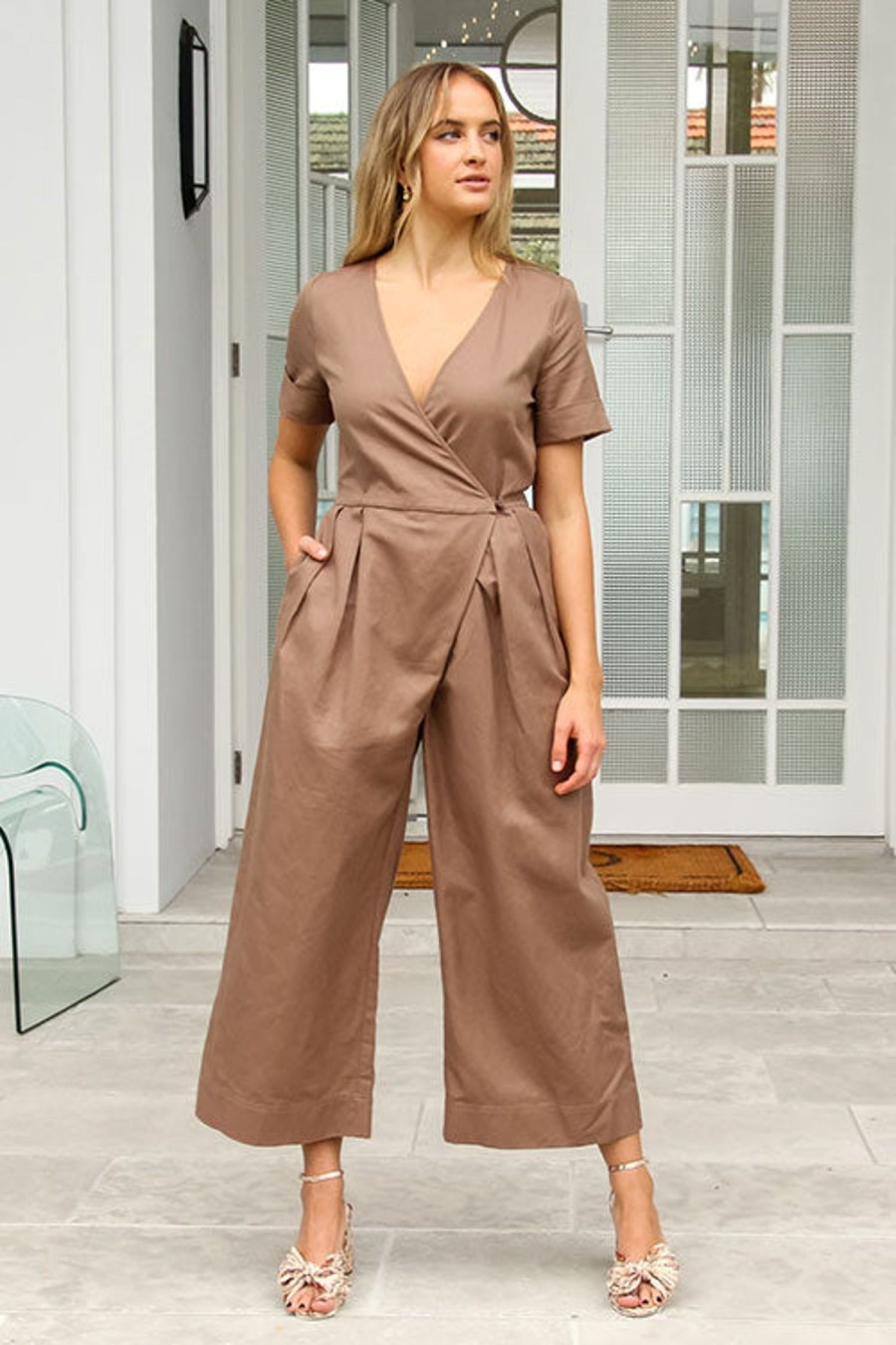 Women APIECE APART Jumpsuits | Tambor Wrap Jumpsuit Camel