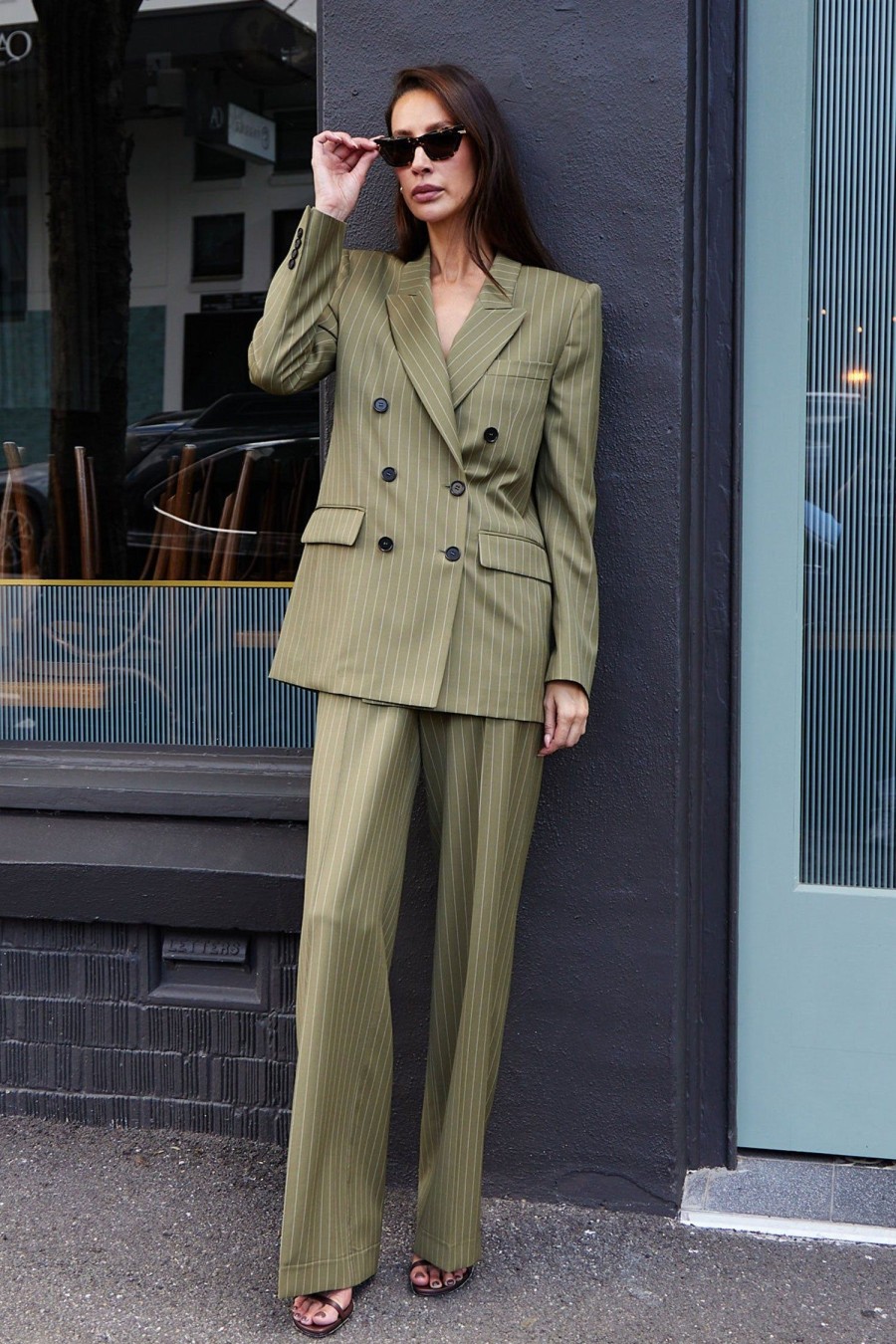 Women MSGM Pants | Pinstripe Pants Military