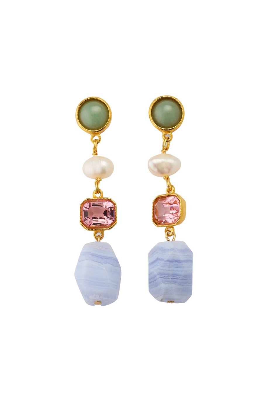 Women Ben-Amun Earrings | Stone And Pearl Drop Earrings Multi