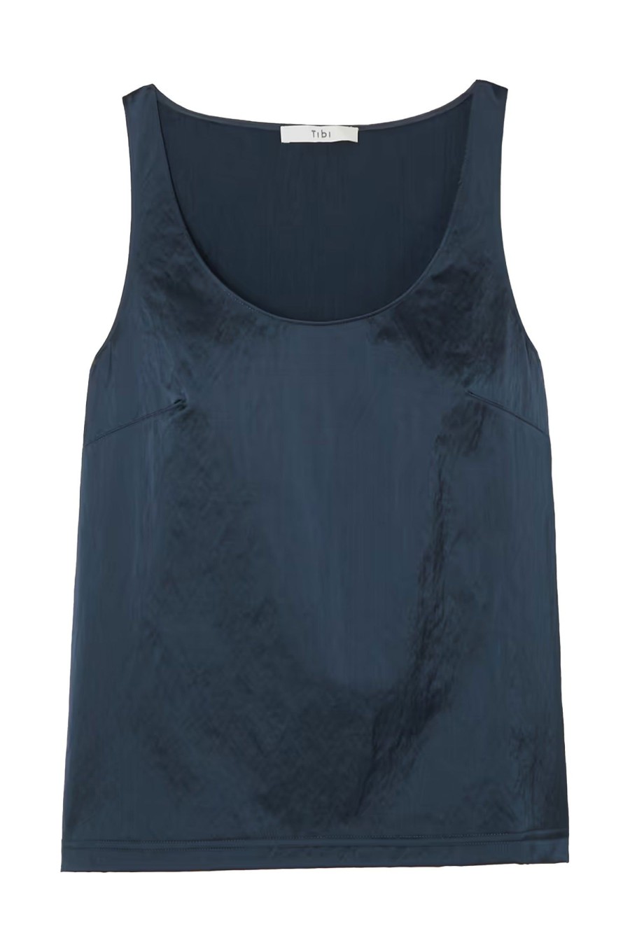 Women TIBI Tops | Luxe Nylon Scoopneck Tank Navy