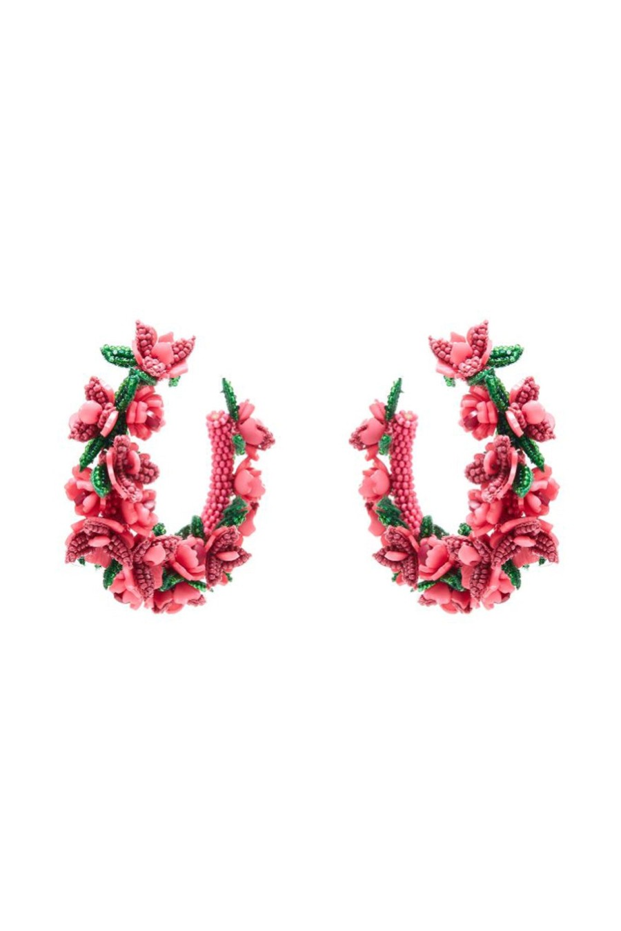 Women OSCAR DE LA RENTA Earrings | Flower Cluster Hoop Magenta