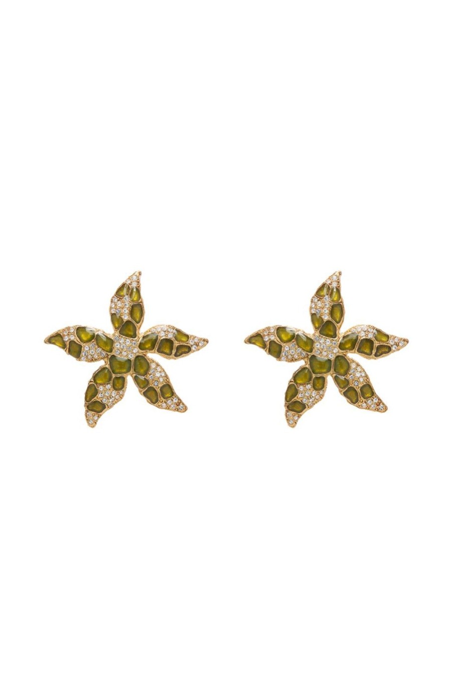 Women OSCAR DE LA RENTA Earrings | Small Vintage Starfish Earring Olive