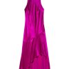 Women FRAME Dresses | Draped Halter Neck Dress Magenta