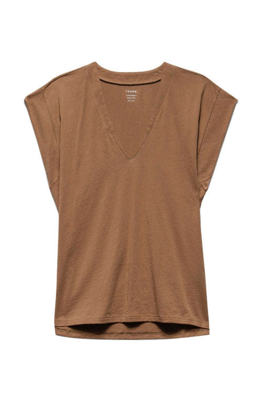 Women FRAME Tops | Le Mid Rise V Tee Camel