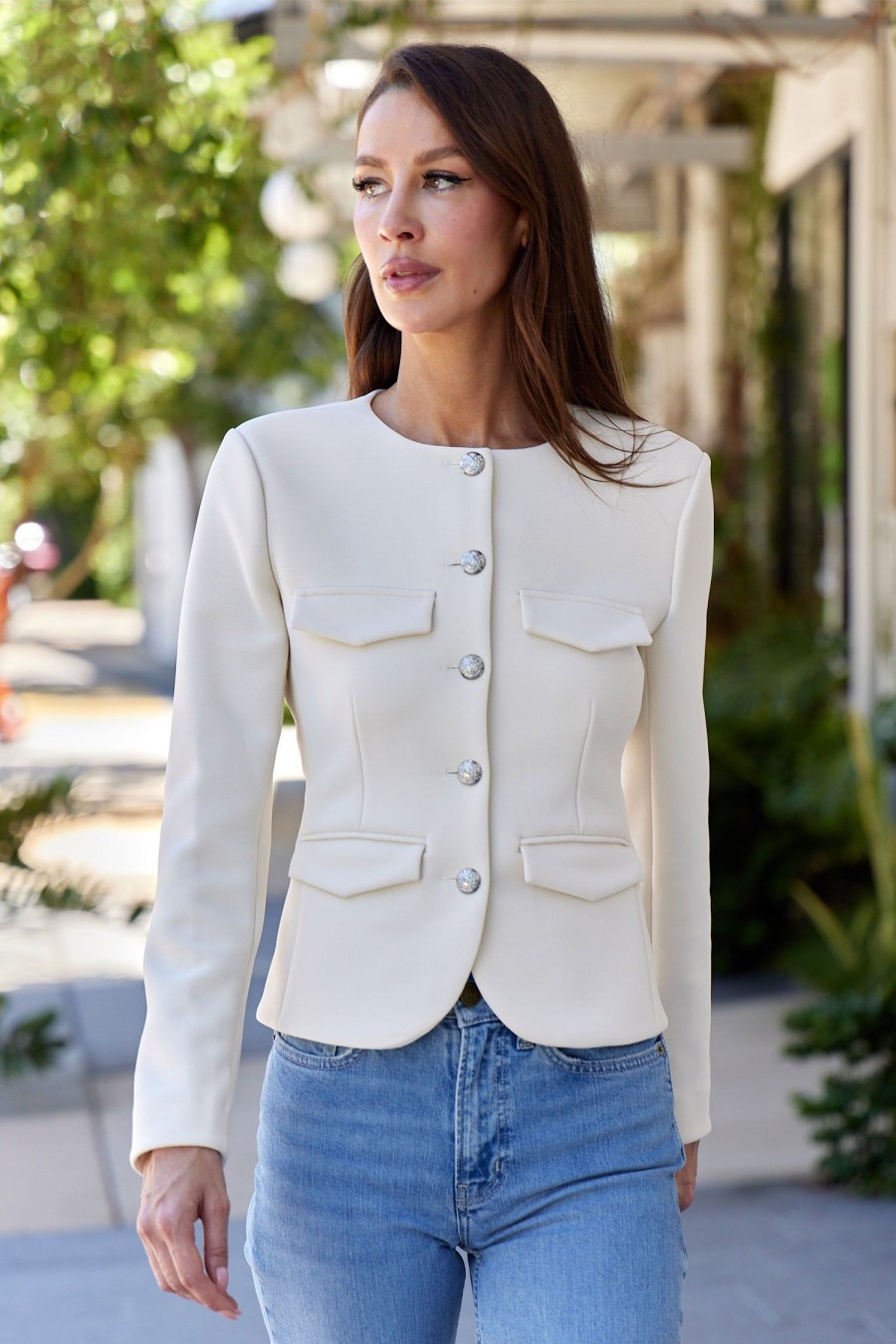 Women VERONICA BEARD Jackets | Kensington Jacket Ivory