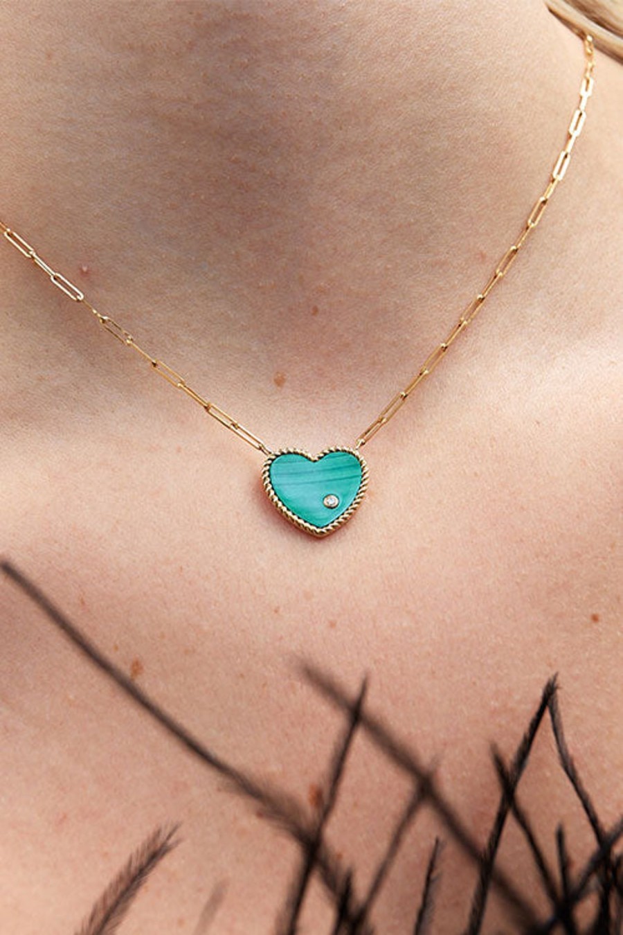 Women YVONNE LEON Necklaces | Solitaire Heart Necklace Malachite