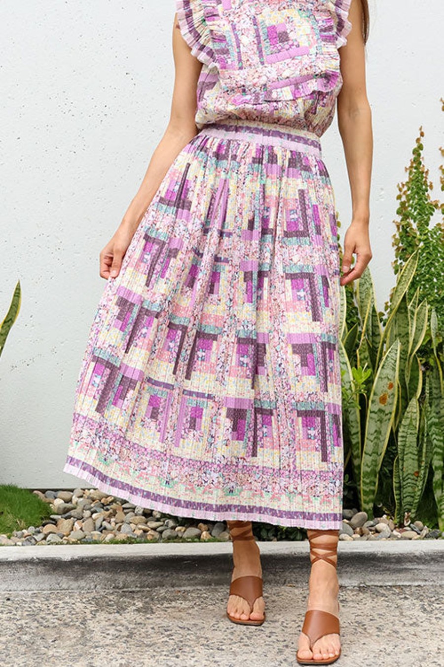 Women SEA Skirts | Naya Pleated Skirt Pink Multi