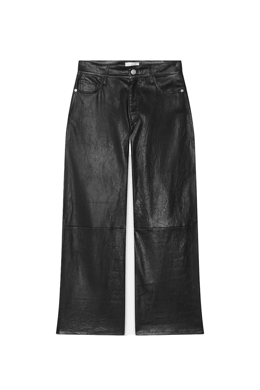 Women FRAME Pants | Slim Palazzo Crop Leather Trouser Black