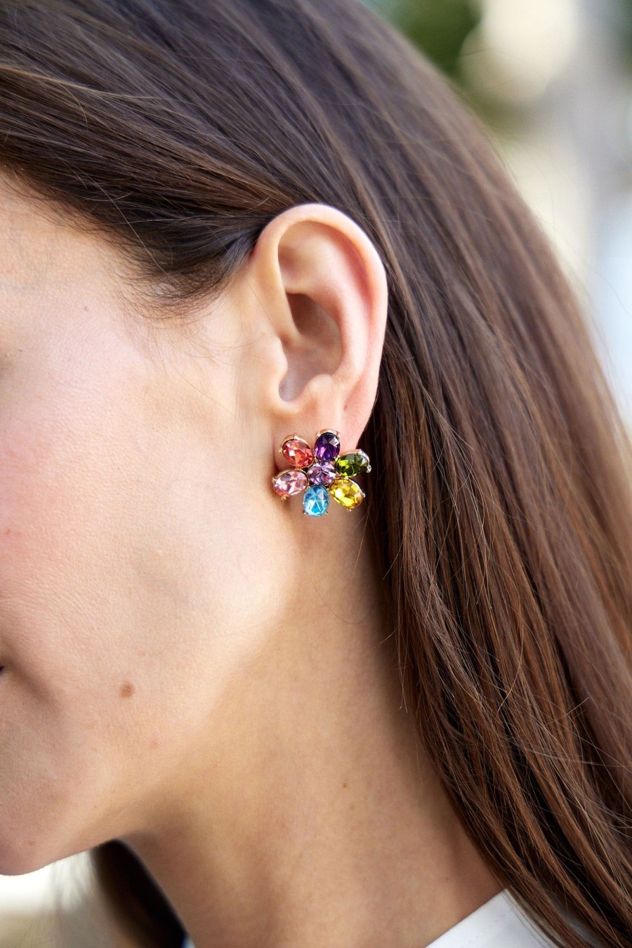 Women OSCAR DE LA RENTA Earrings | Crystal Floral Earring Rainbow