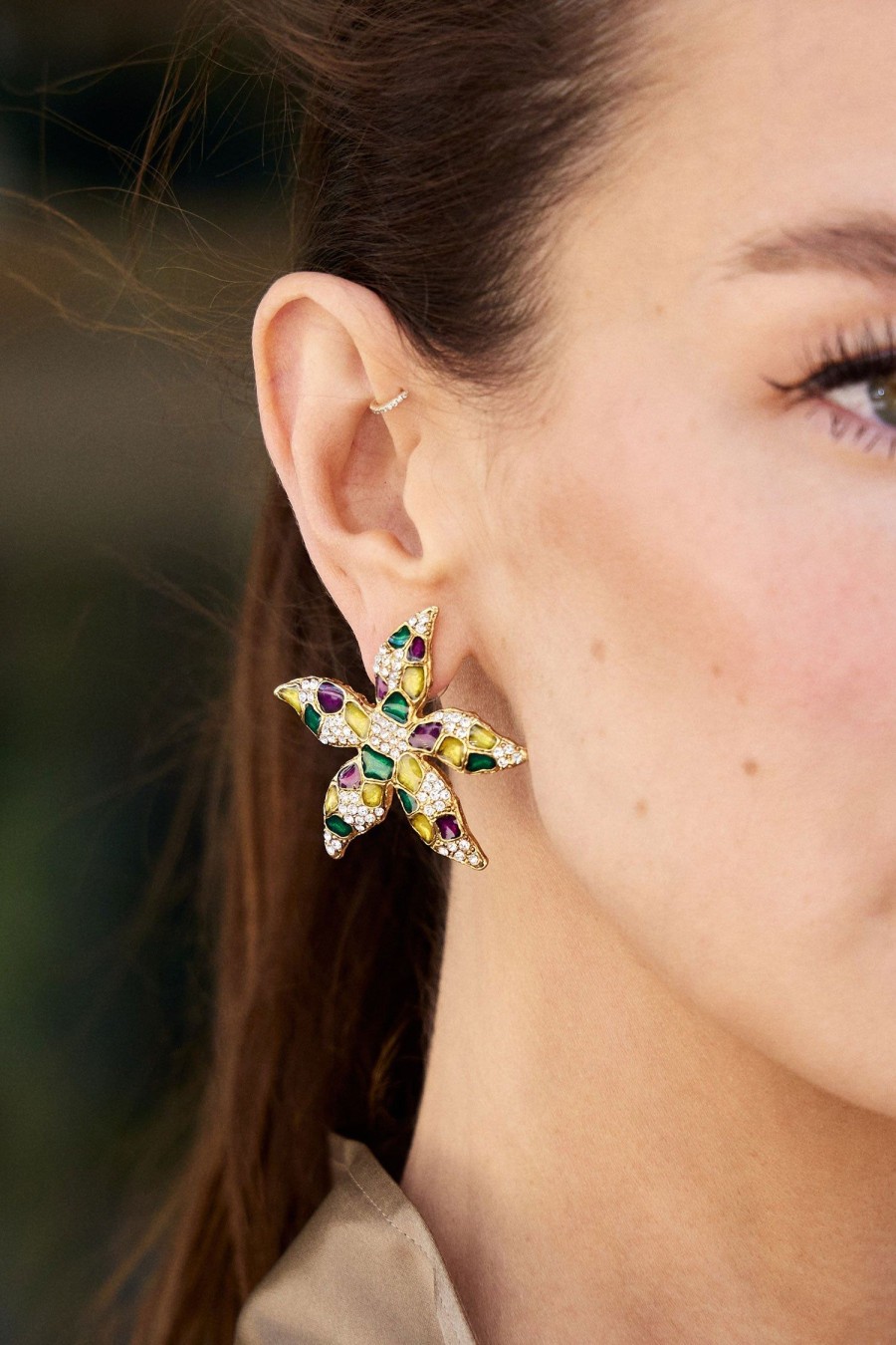 Women OSCAR DE LA RENTA Earrings | Small Vintage Starfish Earring Multi