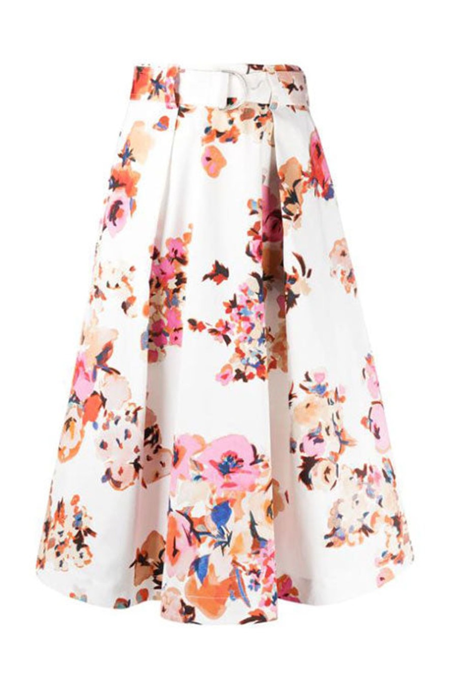 Women MSGM Skirts | Floral Circle Skirt White Multi