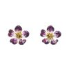 Women OSCAR DE LA RENTA Earrings | Hand Painted Flower Earring Purple