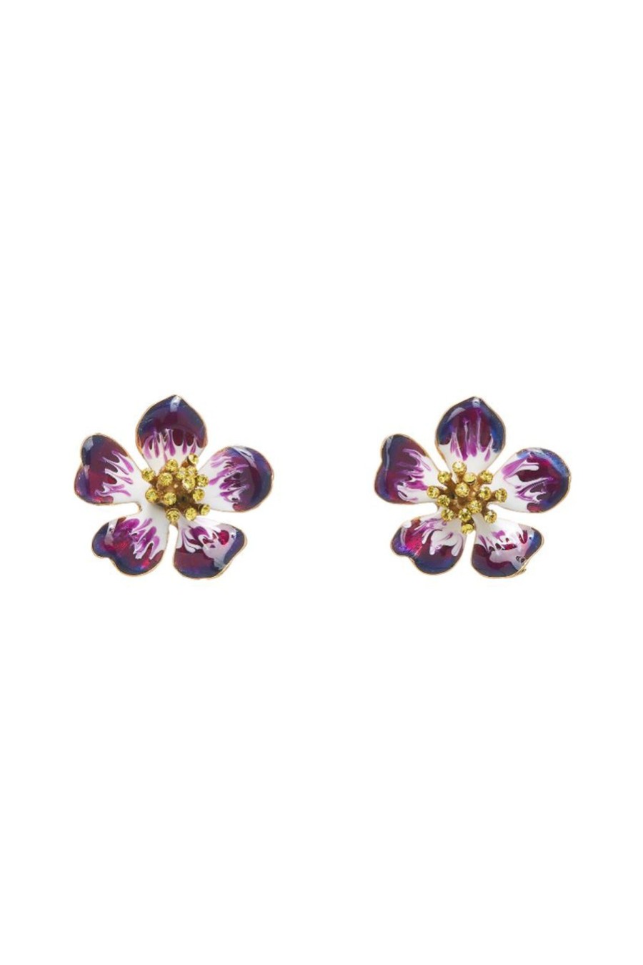 Women OSCAR DE LA RENTA Earrings | Hand Painted Flower Earring Purple