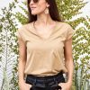 Women FRAME Tops | Le Mid Rise V Camel